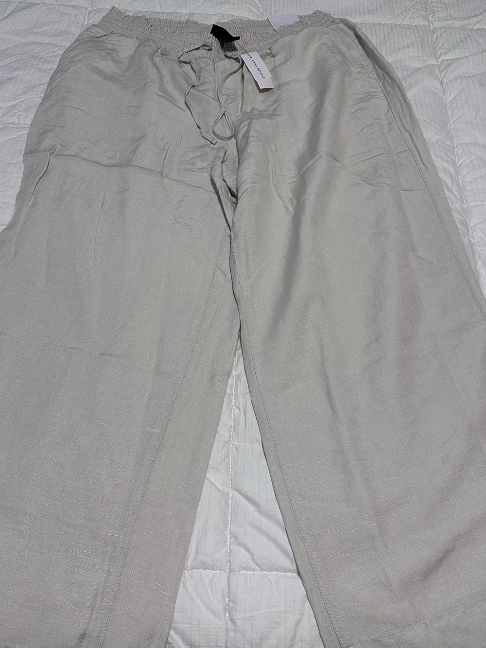 Light Gray Women‘s Drawstring Linen Blend Pants
